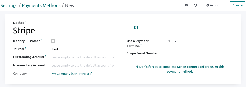 payment method creation form