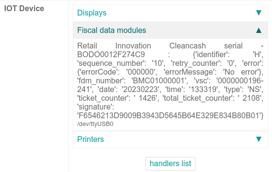 Hardware status page on a registered IoT Box