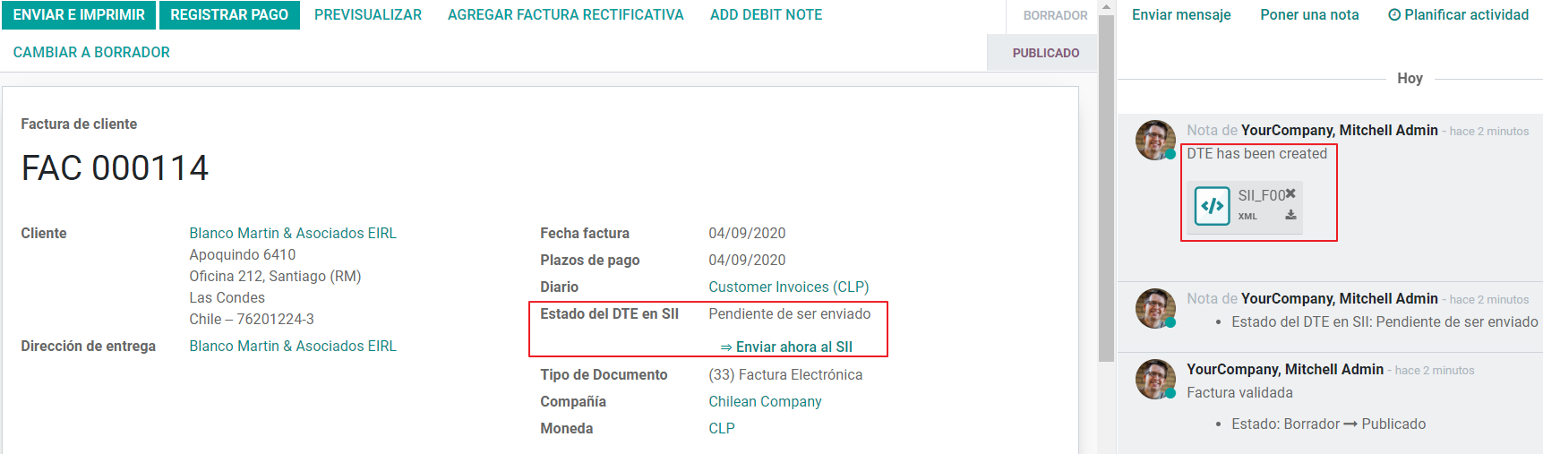 DTE XML File displayed in chatter.