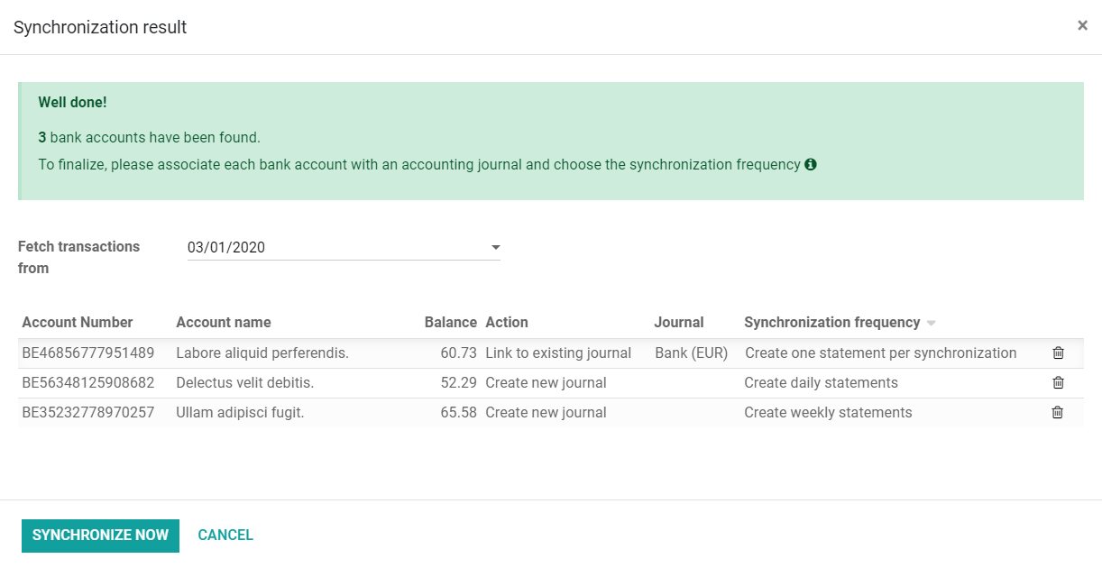 Configure the bank synchronization through Ponto on your Odoo database