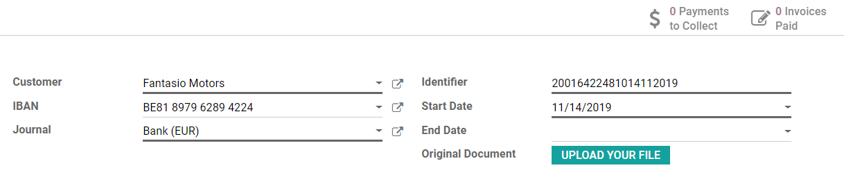 Fill out SEPA Direct Debit in Odoo Accounting