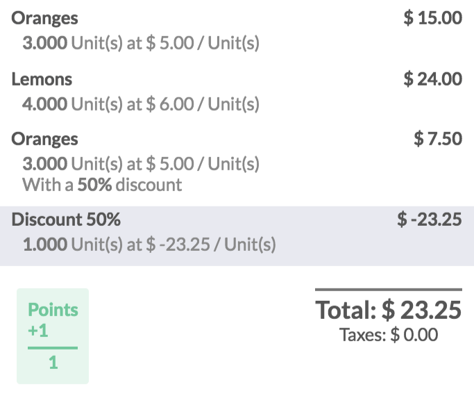 View of the discount offered in the payment summary