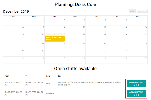 Publish and Send planned shifts in Odoo Planning Application